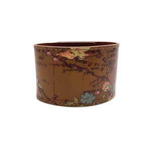 Patricia Nash Luigia Triple Turn-Lock Leather Cuff Bracelet. 9" Floral Map